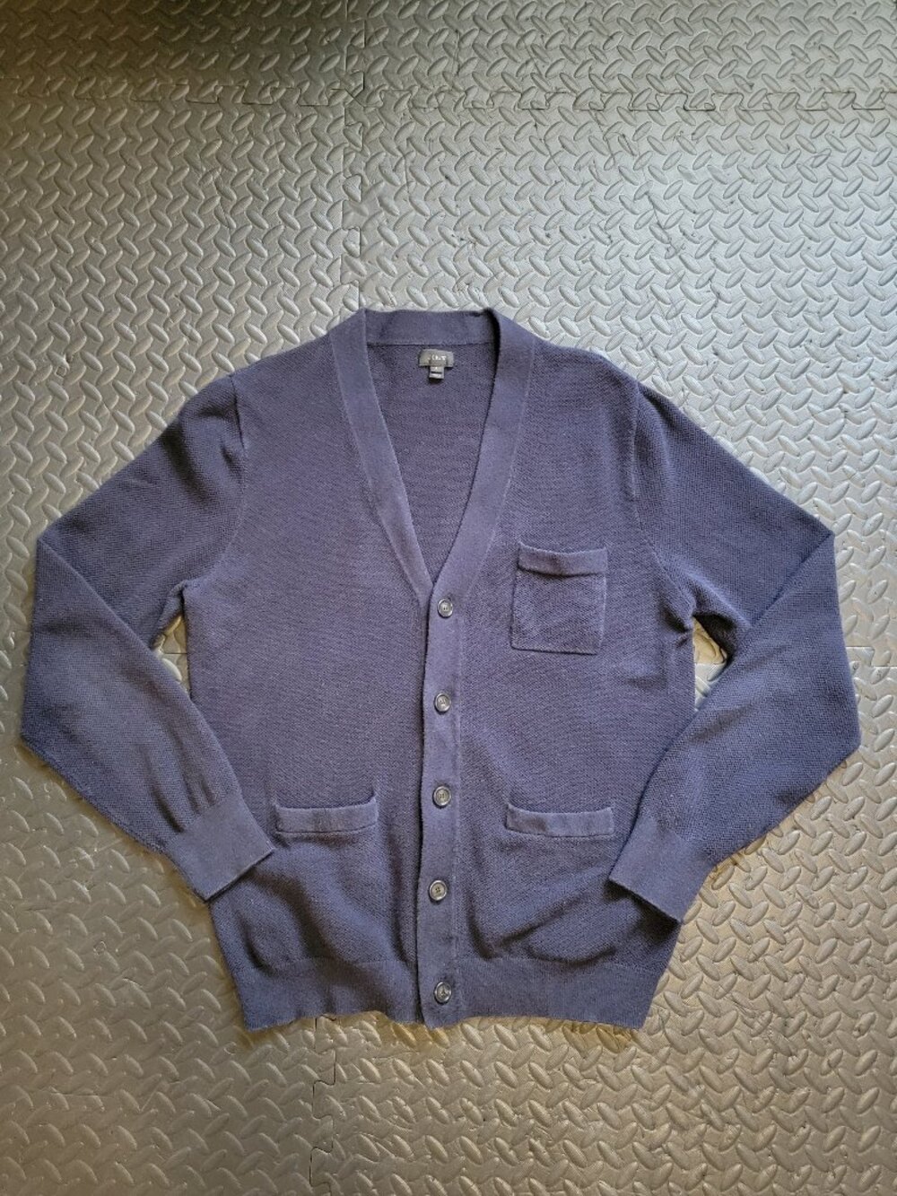 J. Crew Men's Cotton Cashmere Blend Cardigan Sweater, Blue, Large, Pockets, Used